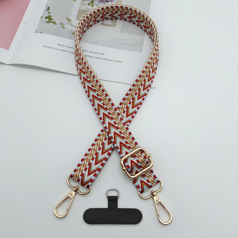 New Color Bag Shoulder Strap Mobile Phone Lanyard Woven Fashion Contrasting Color Bag Strap Crossbody Dual-purpose Strap
