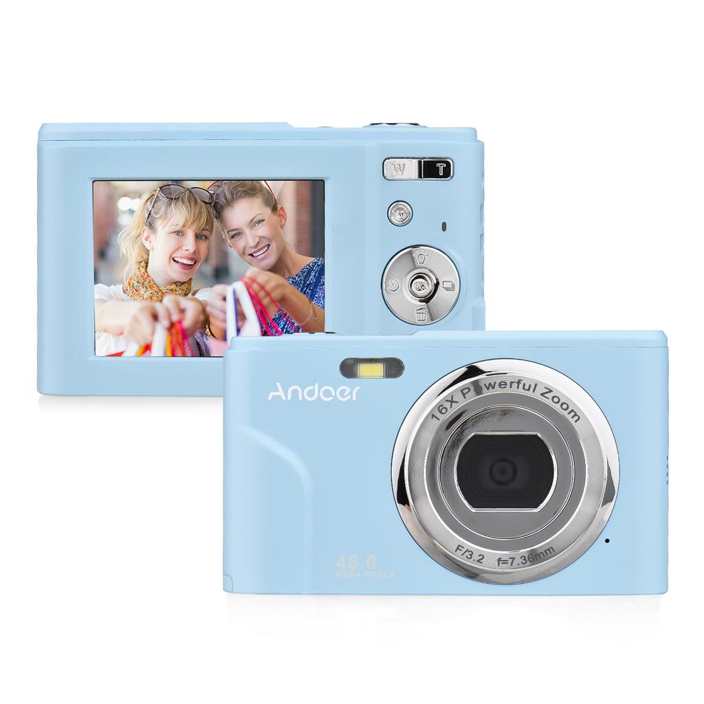 Andoer Portable Digital Camera 48MP 1080P 2.4-inch IPS Screen 16X Zoom Auto Focus Self-Timer Face