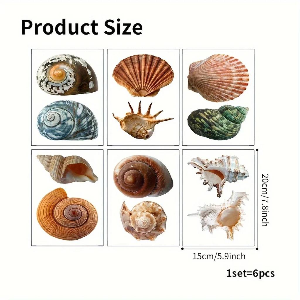 1 set of 6 anti slip bathtub stickers - beach shell conch pattern stickers, bathroom floor waterproof frosted bathtub stickers