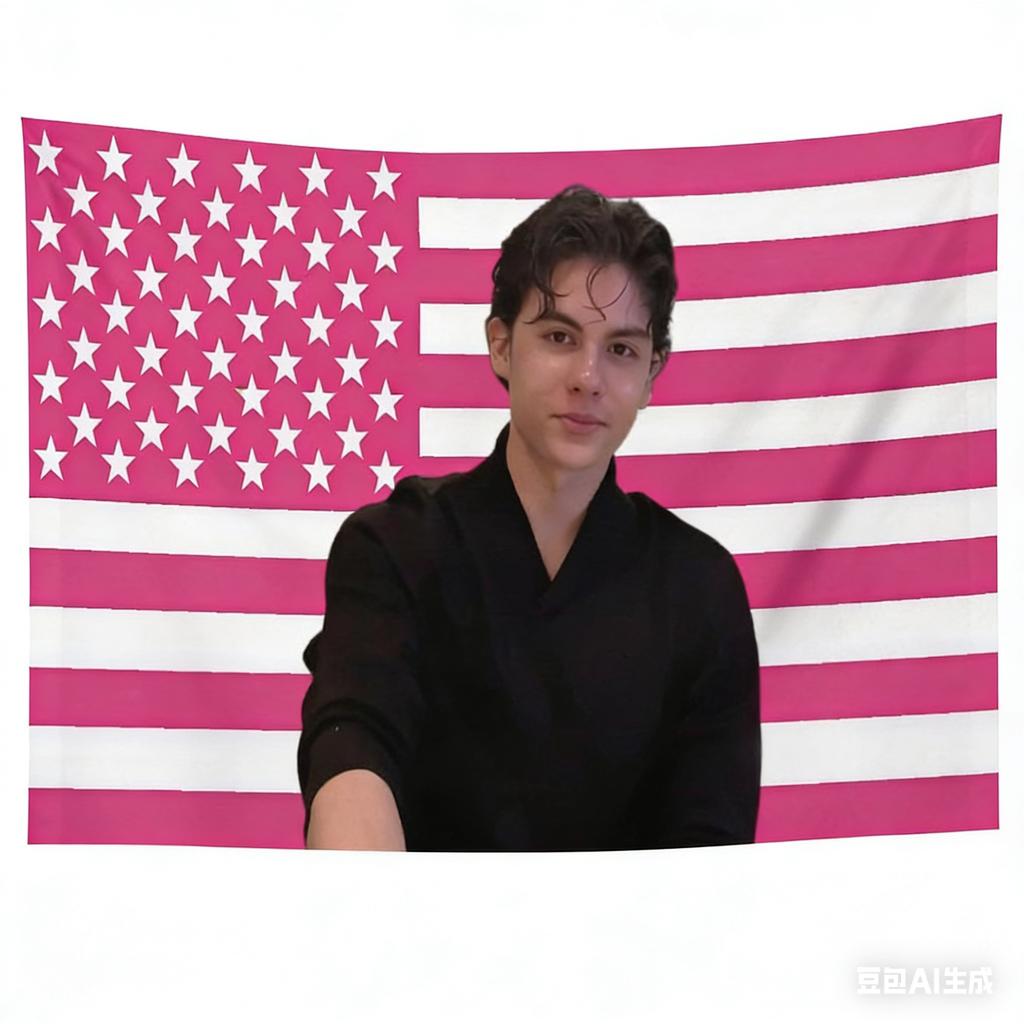 JJacob EElordi Fan Art Pink USA Flag Tapestry Multiple Character Portrait Print Perfect Gift For Fans Ideal For Dorm Bedroom