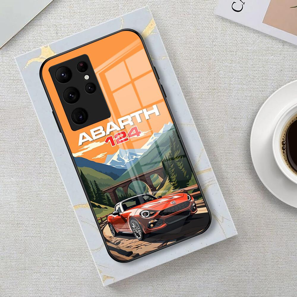 A-abarth Car Phone Case For Samsung S25 Edge Ultra 23 22 21 20 Ultra Plus S24 Fe A54 53 25 Glass Cover