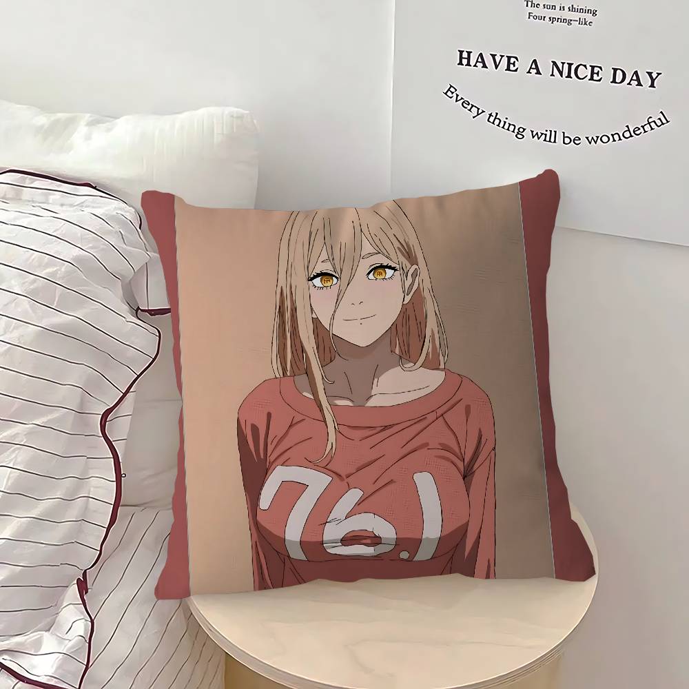 Power C-Chainsaw Man Pillowcase Toon Gift Cushion Cover Bedroom Home Sofa Chair Seat Decor Pillow Case