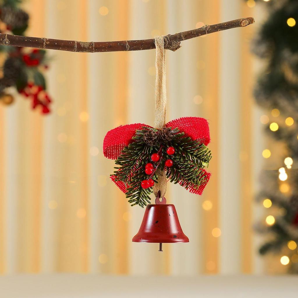 Cross-Border Christmas Bell & Pine Cone Hanging Ornament with Red Berry for Christmas Tree