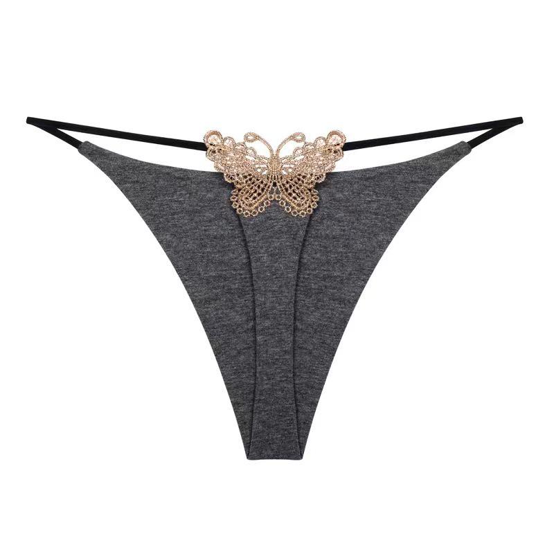 Butterfly Embroidery Low-Waist Seamless Thong - Spring/Summer Collection