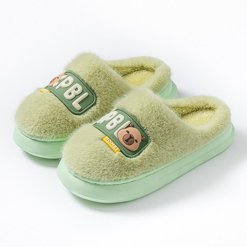 Mao Mao Slippers Outer Wear 2025 New Indoor Home Thick Bottom Plush Warm Non-slip Cotton Slippers