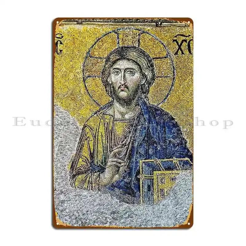 Jesus Christ Byzantine Mosaic Hagia Sophia Metal Sign Mural Kitchen Character Wall Decor Club Tin Sign Poster 20x30cm(7.8x11.8inch)