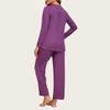 European & American Women's Fashion: Autumn 2025 2-Piece Pajama Set – Casual Long Sleeve Top & Pants with Pockets