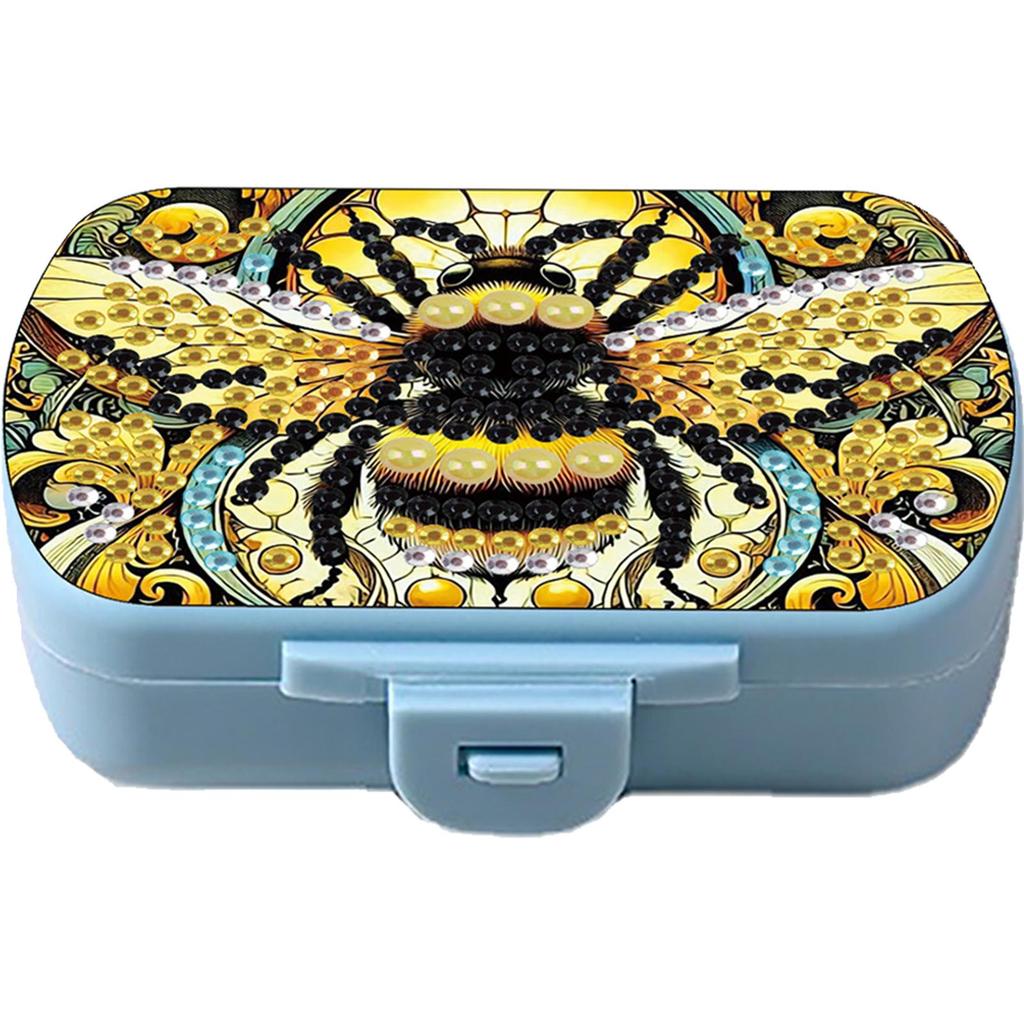 Heart 5D DIY Diamond Painting Dot Pill Case Diamond Painting Pill Dispenser 6 Grid Moisture-proof Pill Organizer for Art Craft
