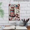 2D Flat 4th of July Aluminium Sign Vintage Independence Day Celebration Metal Sign Print Aesthetic Room Decoration for Home Bedroom Kitchen Bar
