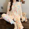 Elegant And Simple Natural Style Pajamas Women'S Autumn Flowers Long-Sleeved Fashion Loungewear Cloud Cotton Suit