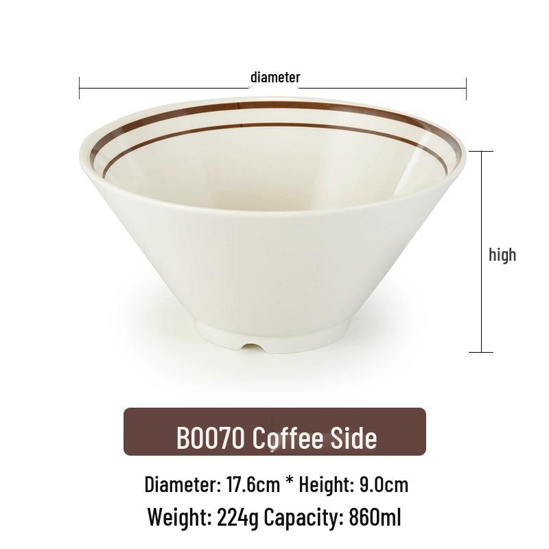 Pink Melamine Ramen Bowl - Creative Conical Hat Design, Imitation Porcelain, Large for Beef Noodle Soup and Mala Tang.