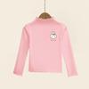 Girls' Ruffle Long-Sleeve Thermal Fleece T-Shirt - Half-High Collar, Perfect for Spring, Autumn, & Winter