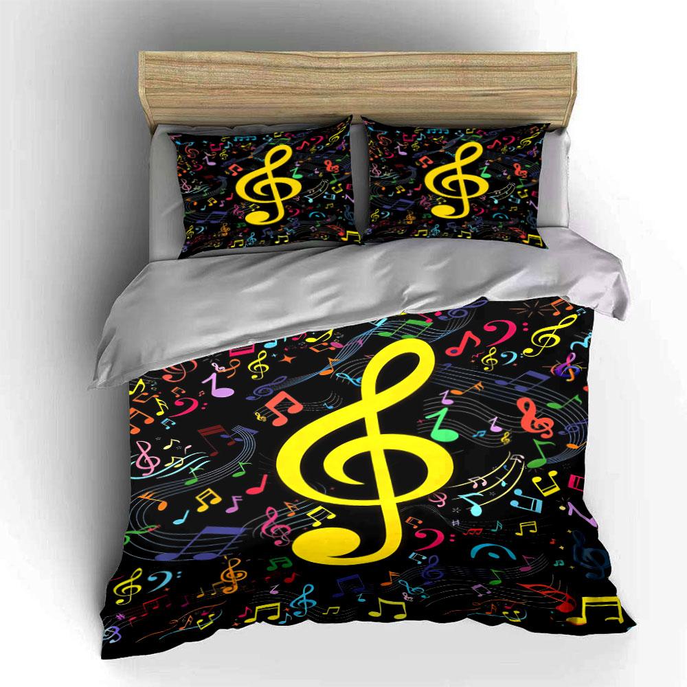 Colorful Musical Notes Pattern. Bedding Sets Duvet Cover Sets Duvet Covers Pillowcases(1 * Duvet Cover 2 * Pillowcases Without Duvet Insert)