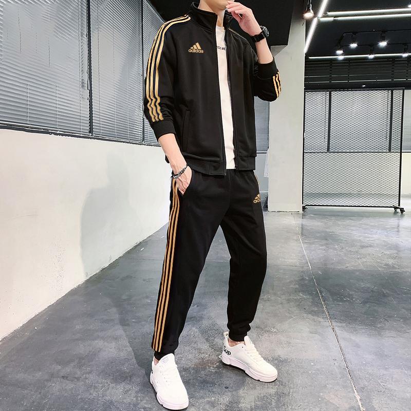 Adidas Wu Bo Series Side Stripe Logo Casual Straight Leg Sports Pants Men Pants Black TR30P1-BG