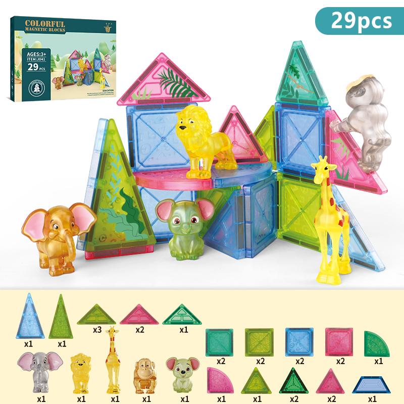 Children's Toy Forest Dinosaur Animal Magnetic Blocks Starter Set Classroom Essentials, Children's Magnetic Building Blocks Magn