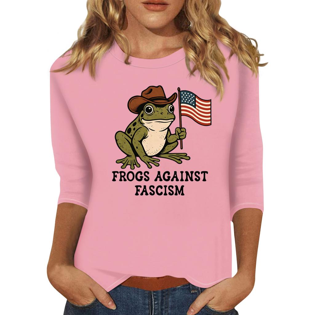 Women's Fashionable Casual Three-quarter Sleeve Round Neck Top