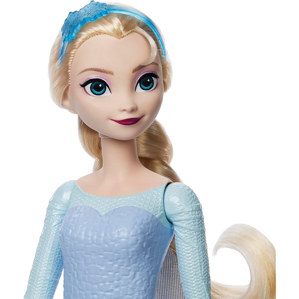 Mattel Disney Frozen Elsa Dress-Up Doll Playset with Accessories for Kids Age 3 and Up Blue