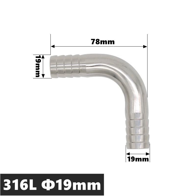 High Qulity 12.7 14 16 19 25 32 38 45 51 57 63 76 89 102mm Hose Barb Tail Elbow 304 316 Stainless Sanitary Pipe Fitting Homebrew