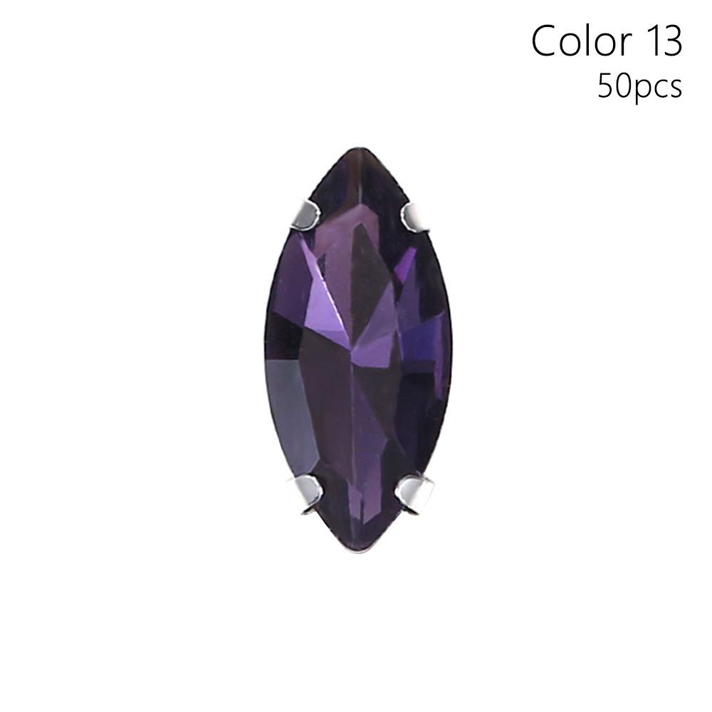 50Pcs/Pack Sew On Glass Crystal Stones With Silver Claw Diamond Beads Ornament  For Needlework