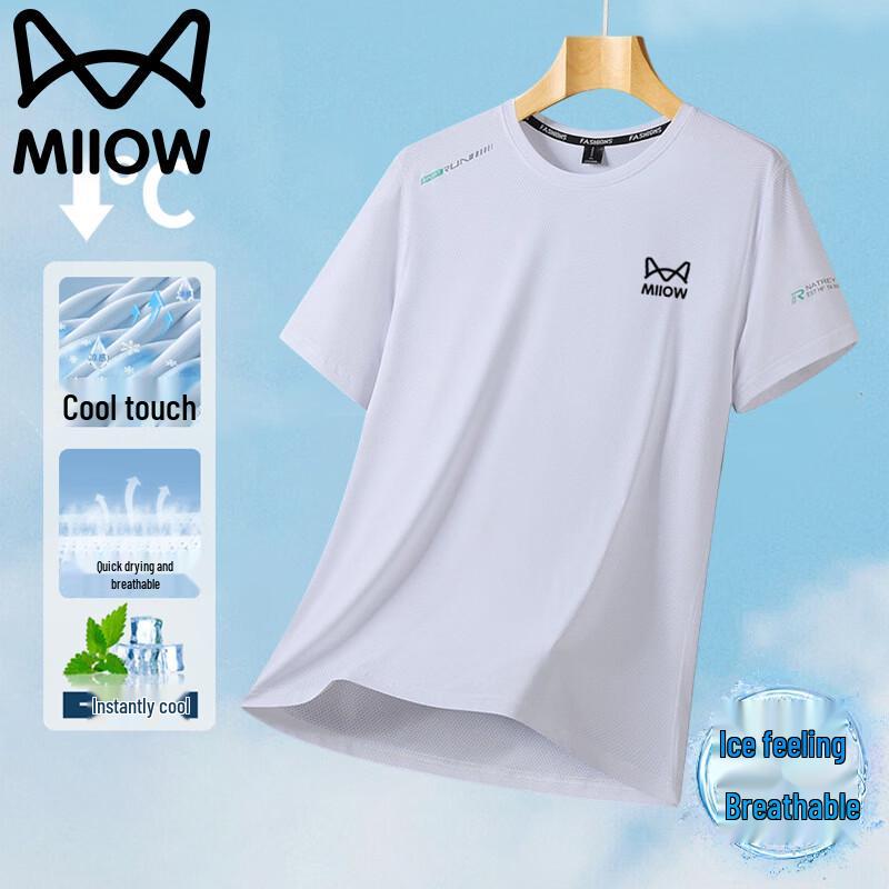 MiiOW Men s Ice Silk Breathable Short Sleeve T-Shirt 3XL