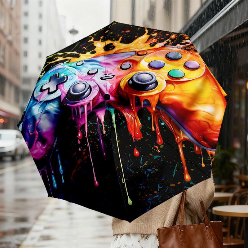 1pc Gamer Splash Pattern Umbrella Design Automatic Opening and Closing Umbrella, High-quality Travel Umbrella,  c1128125