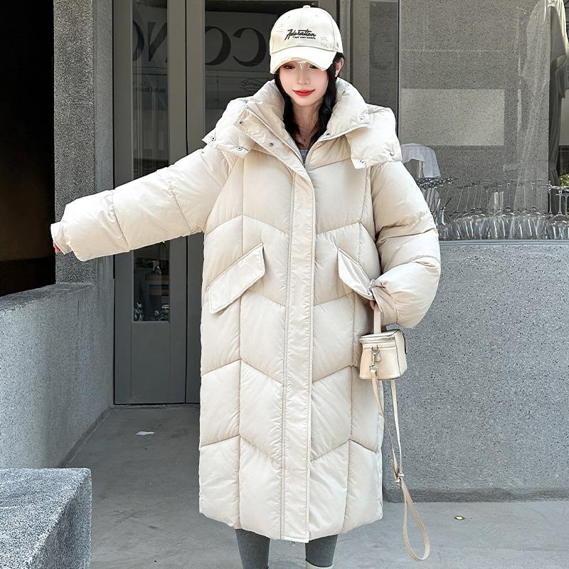 Hooded Over the Knee Long Big Quilt Cotton Clothes Women's Winter New Fashion Thickened Loose Warm Cotton Coat