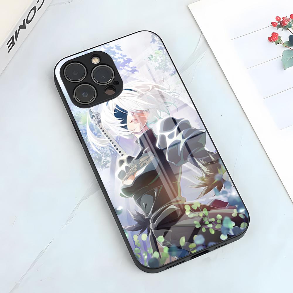 N-NieR Automata 2B Phone Case For IPhone 17 Pro Max 15 Pro 16 14 Plus 12 13 Mini 11 Pro Shockproof Glass Cover