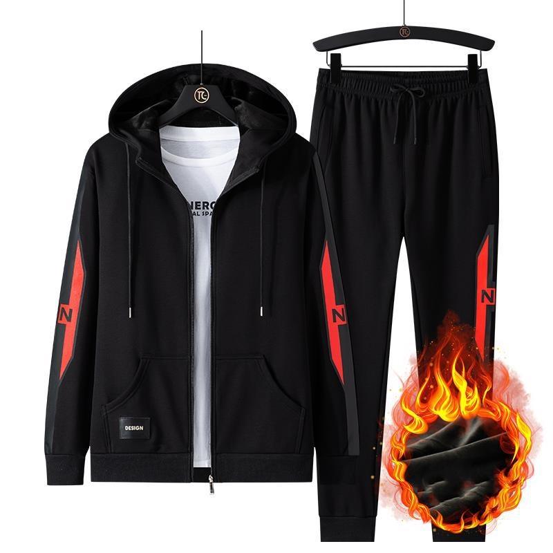 

Свитерный костюм большого размера осенне-зимний теплый худи повседневный костюм мужской флис ягненка спортивный костюм XXXXXL