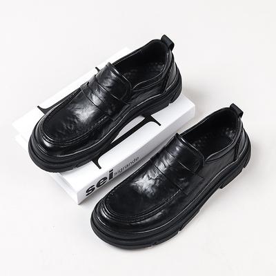 Autumn Business and Leisure One-pedal British Style Platform Beanie Shoes Big Head Leather Shoes 4732-W