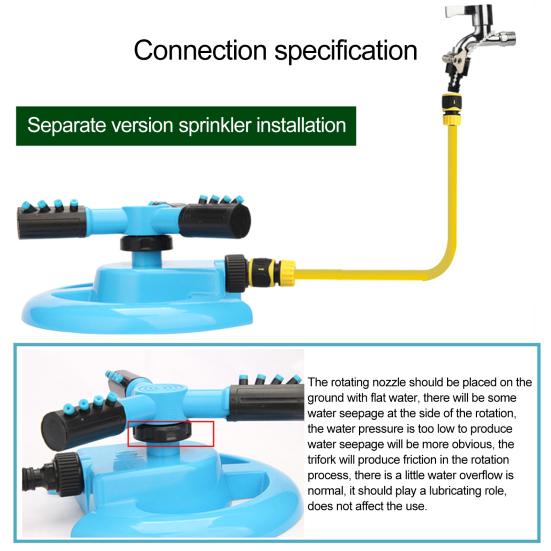 3-Arm Lawn Sprinkler 360 Degree Rotating Large Area Sprinkler Adjustable Water Spray