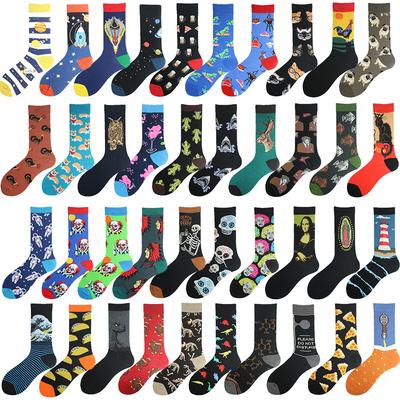 Glückliche Bunte Lustige Socken Herren Skateboard Hai Dinosaurier Astronaut Planet Lustige Hip Hop Socken Harajuku Unisex Crew Socken
