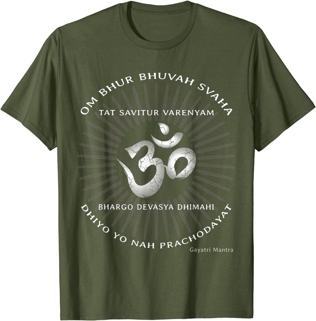 Gayatri Unisextra Shirt Om Symbol Spiritual Indian Sanskrit T Shirt Short Sleeve 100 Cotton Casual Tshirts Loose Top Size S3XL