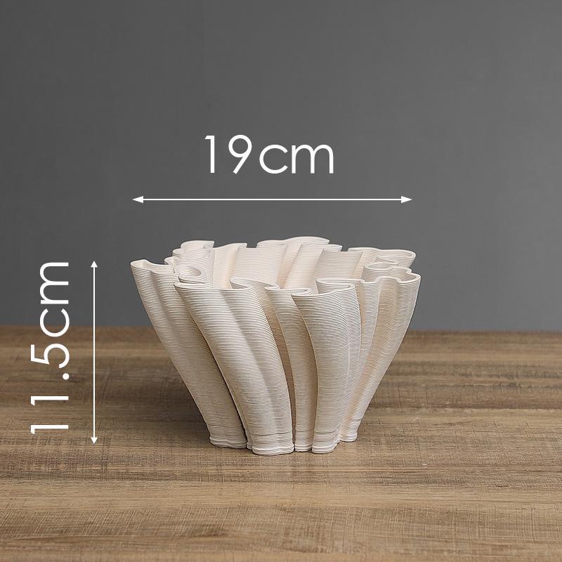 Ceramic Handicrafts Three-dimensional Pleats Petals Flower Vase Flower Arrangement Accessories Flowerpot Home Decoration