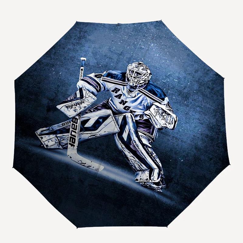1pc Hockey Goalie Artwork Umbrella with Plastic Handle,Suitable for All Seasons UmbrellaPT436