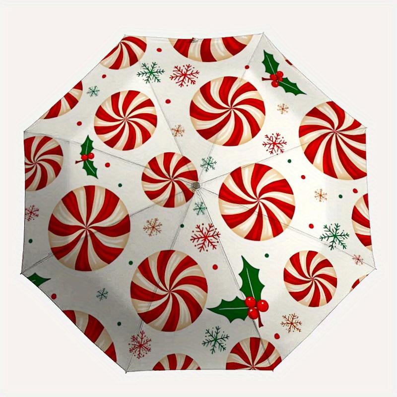 

1pc Christmas Candy Pattern Automatic Umbrella 8-Bone Design Compact Gear for Outdoor Travel, Perfect Holiday Gift y250827064