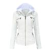 2026 European American Women's Removable Hooded PU Leather Jacket Two-Piece Set Plus Size Water Wash Faux Leather Coat Spring Autumn Outerwear