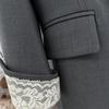 Veste de tailleur grise pour femme de haute qualité avec manchette en dentelle, Printemps/Automne 2025, Style Célébrité Internet