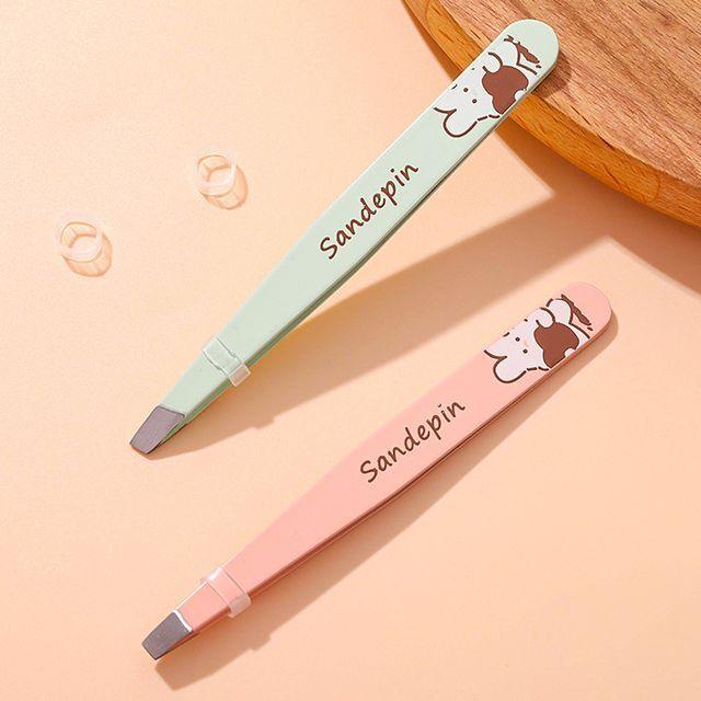 

PureSnow - Rabbit Stainless Steel Eyebrow Tweezers (Various Designs) Flat Edition - Pink
