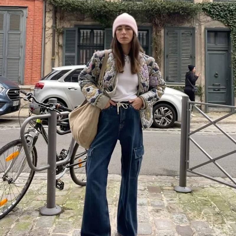 Двусторонняя свободная хлопковая куртка с принтом — фото 8