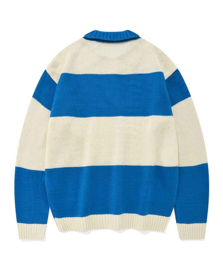 VISION STREETWEAR Vsw Washable Stripe Polo Knit Blue