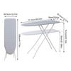 Adjustable Height Foldable Ironing Board with Iron Rest Heat Resistant Cover Non-Slip Silicone Feet for Home Laundry Dorm Apartm