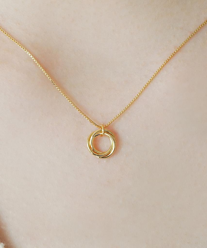 Alleun Silver 925 Triple Round Pendant Silver Necklace Chain