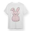 Women's T-shirt With Cute Pink Bunny Graphic Unisex 100% Cotton Oversized Tee