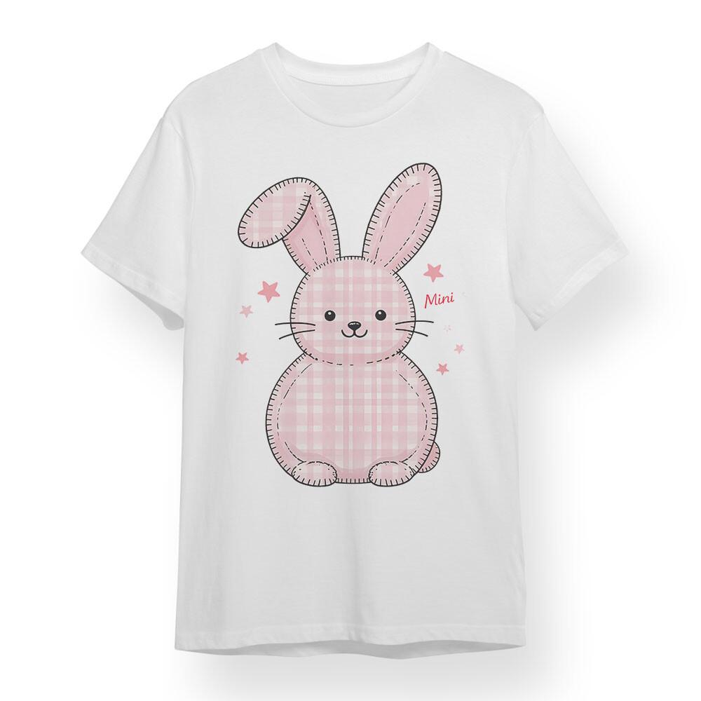 Women's T-shirt With Cute Pink Bunny Graphic Unisex 100% Cotton Oversized Tee