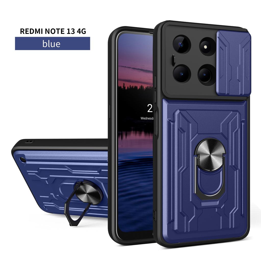 For Redmi Note 13 Pro/Note 13/Redmi K70E Redmi 12C Redmi 11A 4G Car Mounted Magnetic Rotating Ring Card Slot Phone Case
