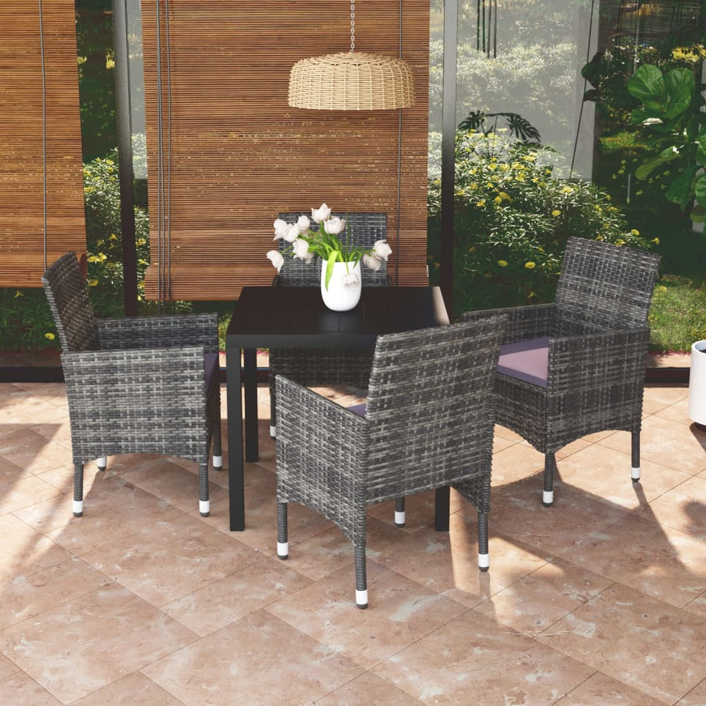 Ensemble à manger de jardin coussins 5pcs Résine tressée