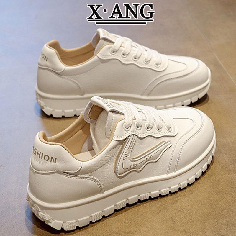 First layer cowhide little white shoes women's shoes autumn new versatile thick baseplate shoes casual sports shoes