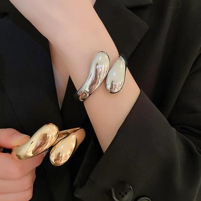 Opening Adjustable Bangles Gold Silver Color Alloy Bangles Goth Irregular Women Bangles Light Luxury Jewelry Accessories Gifts