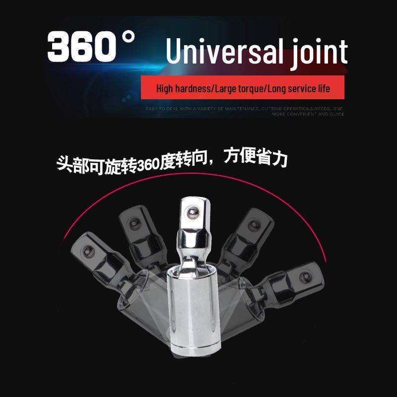 Universal 360° Rotating Joint Sleeve - Swivel Conversion for 1/4, 3/8, 1/2 1/4 Pneumatic Universal Joint (Silver)