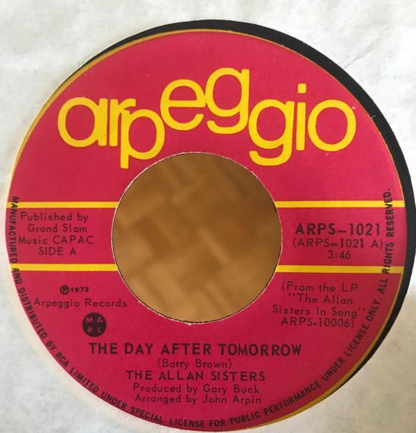 

7inch Record ALLAN SISTERS - Day After Tomorrow / Somewhere Ther ARPS1021 ARPEGGIO 1972 Canada Soul/Funk Used